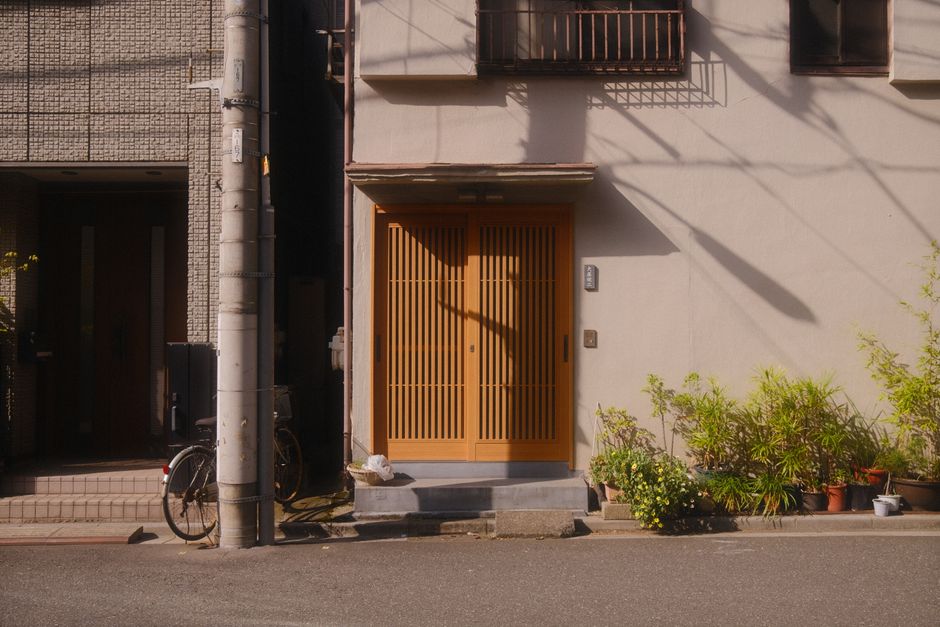 The wooden front entrance of a Japanese house in Tokyo